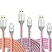 USB Cables, Eversame 3 Pack 6Ft 1.8M Premium Nylon Braided High Speed Data Sync Charger Cord with Aluminum Shell For Android, Samsung Galaxy S6 Edge Plus/Note 5, HTC and More (Hot Pink Orange Pink)