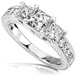 1-1/3ct TW Princess Diamond Three Stone Engagement Ring in 14Kt Gold
