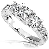 51I2jOqI6%2BL. SL160  1 1/3ct TW Princess Diamond Three Stone Engagement Ring in 14Kt Gold   Size 6
