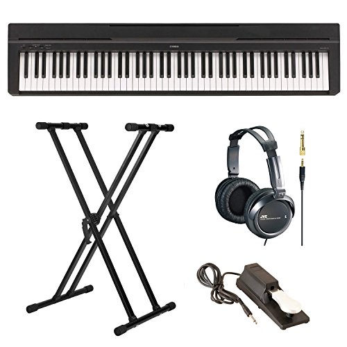 Yamaha-P35B-88Key-Digital-Piano-in-Black-Bundle-with-Knox-Double-X-Style-Keyboard-Stand-Piano-Style-Sustain-Pe