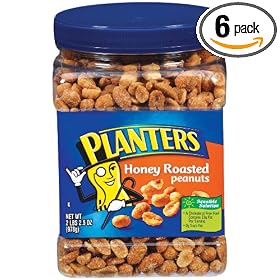 Planters Dry Roasted Honey Peanuts, 34.5-Ounce Packages (Pack of 6)