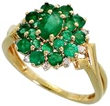 14k Gold Cluster Ring, w/ 2.00 Total Carats Brilliant & Oval Cut Emerald Stones, & Brilliant Cut Diamonds, 9/16 (15mm) wide