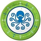 Creative Converting Ocean Preppy Boy Round Dessert Plates, 8-Count