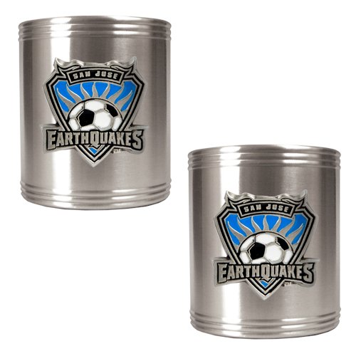 San Jose Earthquakes MLS 2pc Stainless Steel Can Holder Set - Primary Team Logo