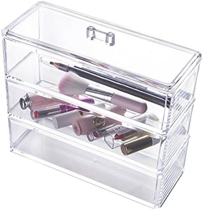 Multifunctional Clear Acrylic Cosmetic Makeup Organizer Storage Holder 3 Tiers with Lid (3 tiers(9.2*3.7*8.3 inches))