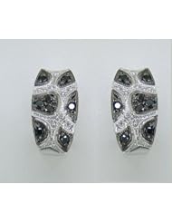 14K White Gold 0.43cttw Round Round Brilliant Black and White Diamond Earrings