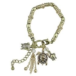 Goldtone Turtle Tossle Stretch Bracelet Fashion Jewelry