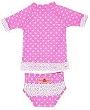 Rufflebutts ラッフルバッツ ラブリーなハート柄のフリフリ ラッシュガード 水着（ピンク） (4歳（100cm）) [並行輸入品]