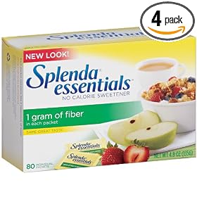 Splenda Essentials No Calorie Sweetener with Fiber, 80-Count Packages (Pack of 4)