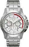 Bulova Men's Marine Star 96B013 Silver Stainless-Steel Quartz Watch with White Dial