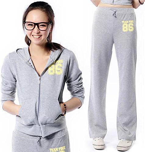 Ropalia Women's Cotton Coat+ Pants Set Tracksuit Sport Letter Fitness Clothes