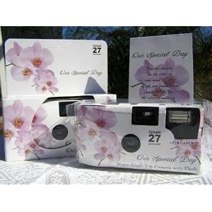 10 Pack Lavender Orchid Wedding Disposable 35mm Cameras in Gift Boxes with Matching Tents 27exp. by