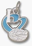 Florida Gators 1/2 I Heart Gator Head Enamel Charm - Sterling Silver Jewelry
