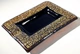Image Art Glass with Gold Leaf Cigar Ashtray Golden Quadrate