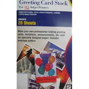 Data Products Greeting Card Stock 20 Pack Clearance . For making Greeting cards at home. For All ink Jet printers. NOT for laser printers. Greeting card paper