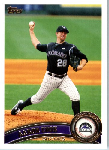 2011 Topps Baseball Card #230 Aaron Cook - Colorado Rockies - MLB Trading Card In A Protective Screwdown Case