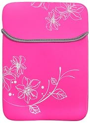 8 - 10.1 inch Hot Pink Blossom Floral Neoprene Netbook Laptop Sleeve Slip Case Pouch Bag for iPad, Acer, ASUS, Dell, HP