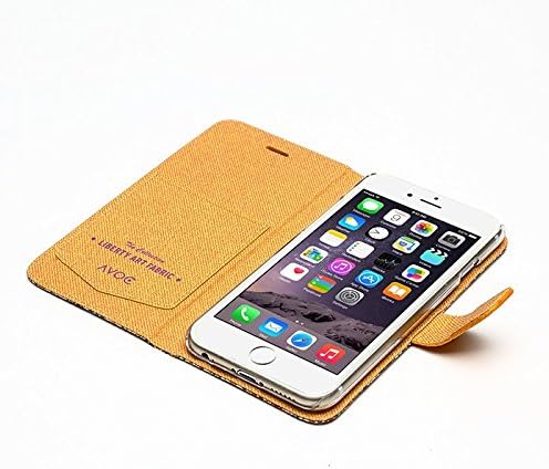 Zenus Avoc Liberty Diary Fabric from Liberty & Soft PU Cover Case [H Meadow - Orange] for Apple iPhone 6 (4.7")