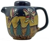 MARA STONEWARE COLLECTION - Collectible & Functional Tea Pot - Mexican Pottery - Butterfly & Trees Design