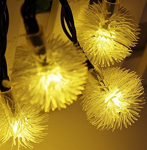 GoFurther Solar Powered LED String Lights Waterproof 16ft 20 LED Warm White Snow Ball Fairy Lights For Outdoor, Indoor, Gardens, Lawn, Patio, Christmas, Weddings, Parties