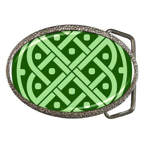 Belt Buckle Of Green Medevil Celtic Knot (irish Jewelry, Pendant, Ring, Necklace) Picture