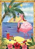 TroPicaL TiKi Pink Flamingo Christmas Palm Garden Flag