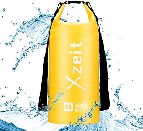 Dry Bag - Waterproof Dry Gear Bags with Double Strap for Kayaking, Beach, Rafting, Boating, Hiking, Camping and Fishing (Yellow, 20L)