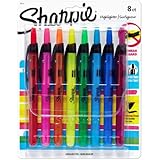 Sharpie Accent Retractable Highlighters, Assorted, Narrow Chisel Tip, 8/Pack