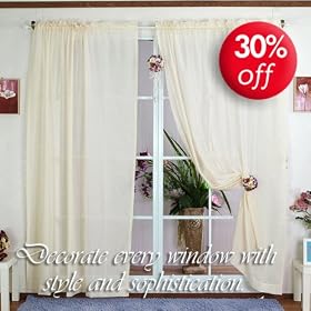 Elegant Beautiful Snow Cream Sheer Curtain 84 1 Set by Best Home Fashion