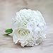 Decor Artificial Flowers Real Touch Silk Flowers Floral Latex Real Touch Rose Peony Wedding Bouquet Home Party Design Flowers (White,1 Bunch)