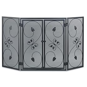 Pilgrim Home and Hearth Napa Forge Eden Vine Operable Door Tri Panel Fireplace Screen