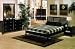 4pcs Full Size Platform Bed Bedroom Set with Contemporary Style in Dark Cherry Finish