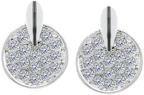FAVAVA Rhodium Plated Diamod Color Stud Earrings Made With Genuine Swarovski Elements Crystals