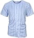 Angel Cola Men's Blank Striped Solid Full Button Baseball Jersey