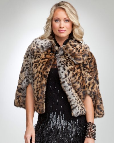 bebe Leopard Faux Fur Cape