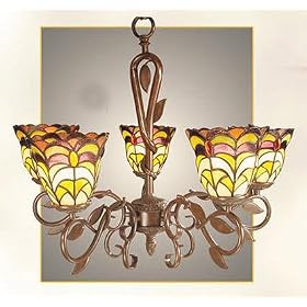 Stained Glass Leaf Design Chandelier