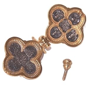 Relic Orthodox Cross- 24K Thick Gold and 925 silver (2.2 cm or 0.9 inches) Fedorov`s original masterpiece