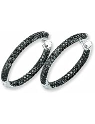 1.5 Carat 14K White Gold Black Diamond Hinged Hoop Earrings