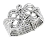Sterling Silver 6-Piece Celtic Loop Design Puzzle Ring Band, 1/2 in. (13mm) wide, size 9