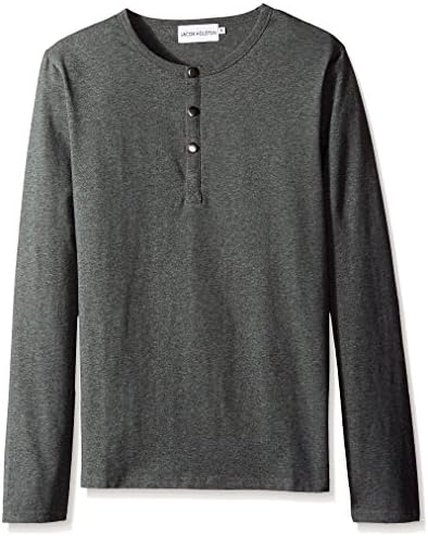 Jacob Holston Men's Barry Long Sleeve Henley, Charcoal, M