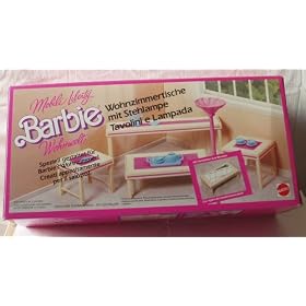 Barbie Living Pretty Dolls Furniture - End Tables And Floor Lamp By Mattel Made in Italy in1987