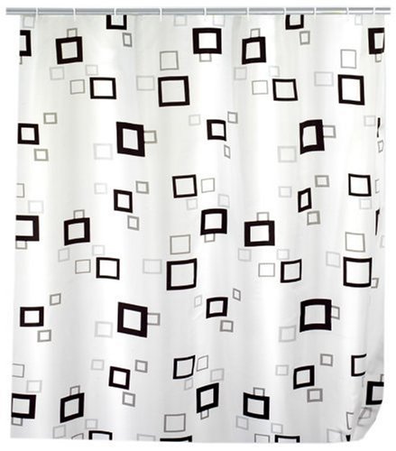 WENKO 19177100 Duschvorhang Quadro - hochwertiges Textilgewebe, 240 x 180 cm
