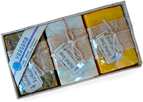 Mayawee Yoga Meditation Handmade Gift-Ready Thai Natural gylcerin-free body soap set, Lotus, Jasmine, Sandlewood