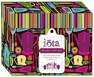 Iota by CR Gibson Recipe File Box with 40 Decorated Recipe Cards, Cottage Kitchen, 5-Inch Tall by 6-1/2-Inch Wide by 4-1/4-Inch Deep
