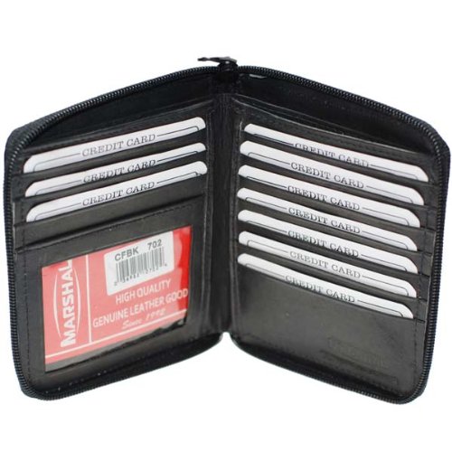 100% Genuine Leather Tri-fold Mens Wallet BlacK #702CF