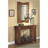 2pcs Mission Style Entry Way Foyer Console Table &amp; Mirror Set By Coaster