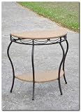 Valencia Resin Wicker / Steel Two Tier Half Moon Wall Table (Matte Brown) (30H x 30W x 15D)