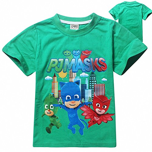Owone Box PJ Masks Gekko Catboy Owlette Cotton Short Sleeve T-shirt Green 1