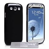 Yousave Accessories TM Nero Silicone Gel Copertina Caso Per Il Samsung Galaxy S3 SIII i9300 Con Schermo Pellicola Protezione e Panno Lucidantedi Yousave