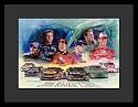 Nascar (Clint Bowyer, Reed Sorenson, JJ Yeley, Denny Hamlin, Martin Truex Jr.) Framed & Matted Sports Poster Print - 16" X 20"